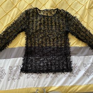Black mesh top